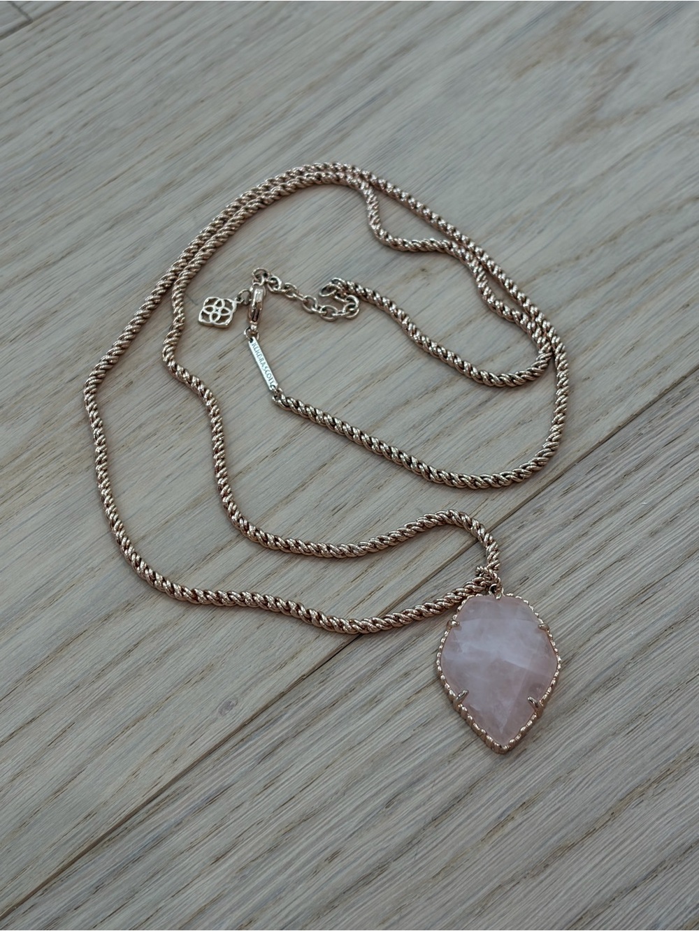 Kendra Scott Rose Gold Necklace with Pink Rose Quartz Pendant